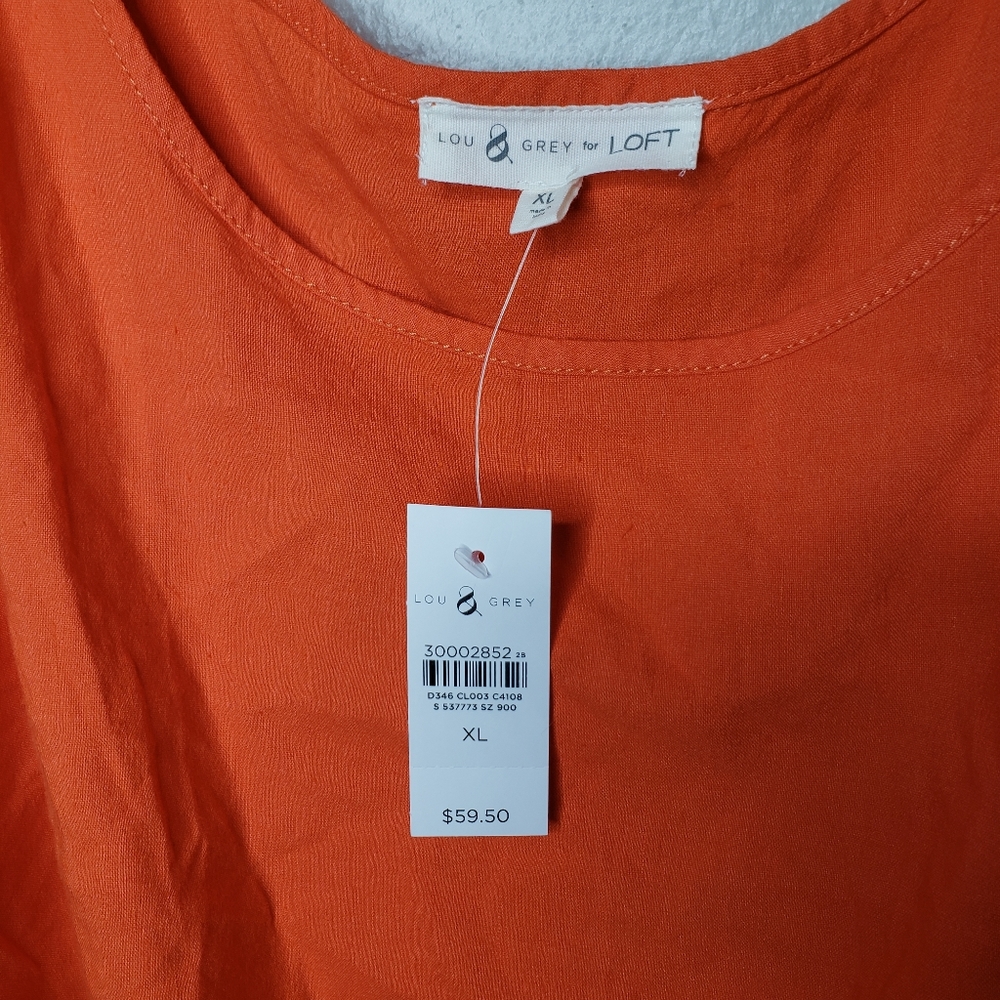 Lou & Grey XL NWT orange linen knot tank top - Picture 3 of 6